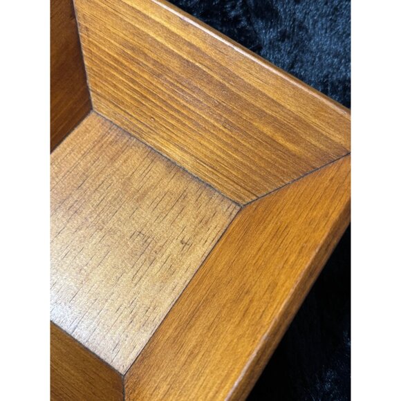 Mid-Century Modern Square Wooden Serving Bowl Handmade Walnut Finish - Picture 3 of 8